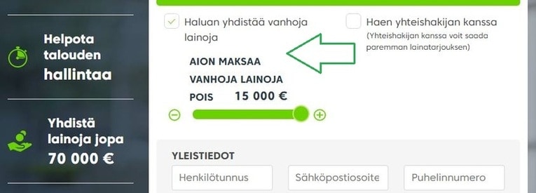yhdista lainat rahalaitoksella
